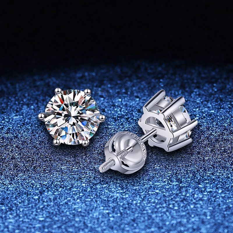 5/6.5/8 mm Round Cut VVS1 Certified GRA Moissanite Stud Earrings PUSH/SCREW-BACK
