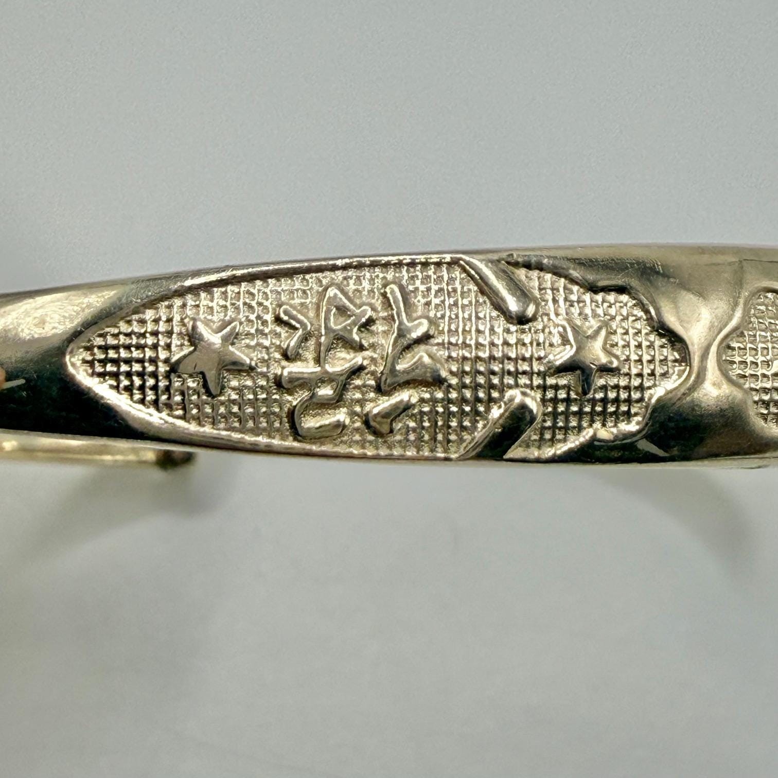 Chinese 925 Sterling Silver Adjustable Engraved Bangle Bracelet