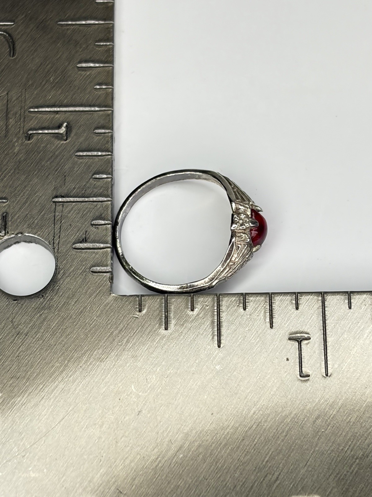 Vintage Uncas Art Deco Sterling Silver Garnet Filigree Ring Size 3.25