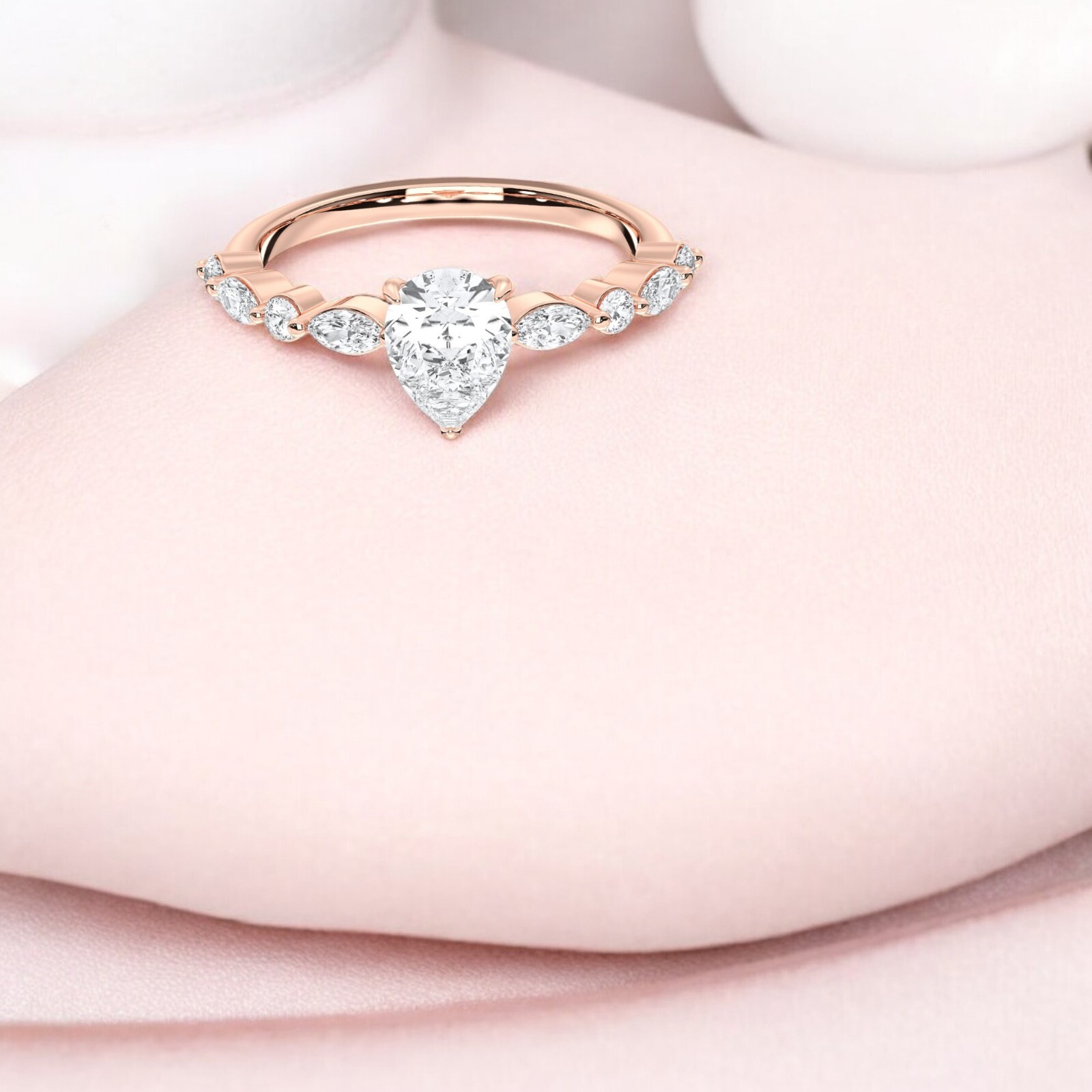 Ananta Jewels 1.35Ct Pear Cut Moissanite Engagement Ring in 10K Solid Gold Women