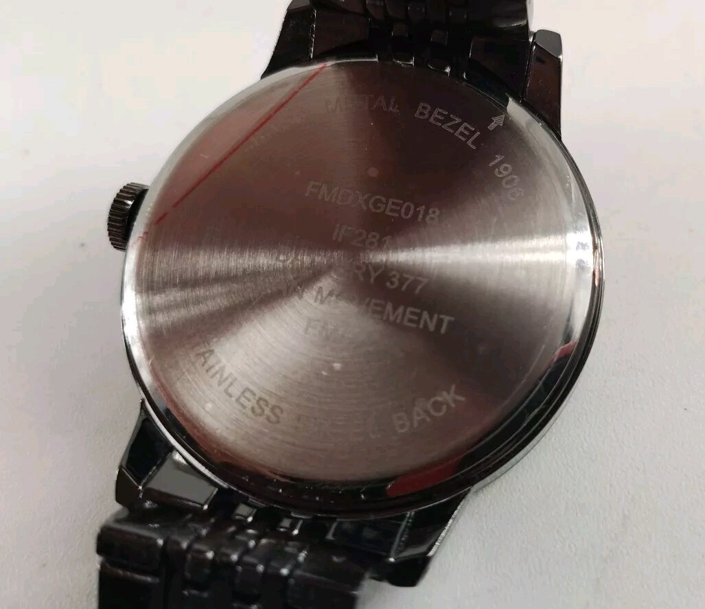 George Men’s Watch Easy to Read Black W/ Silver Numbers Needs Battery NIB