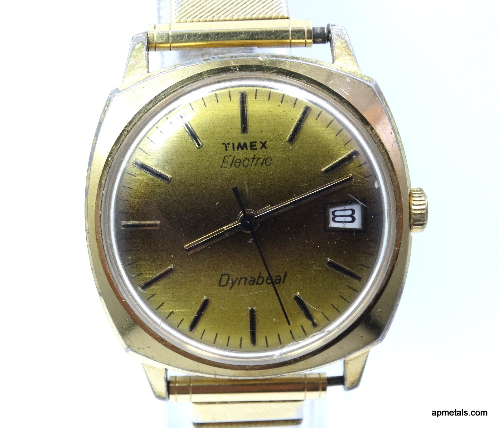 Vintage 1970’s TIMEX ELECTRIC DYNABEAT Gold Toned 1500A Quartz Watch
