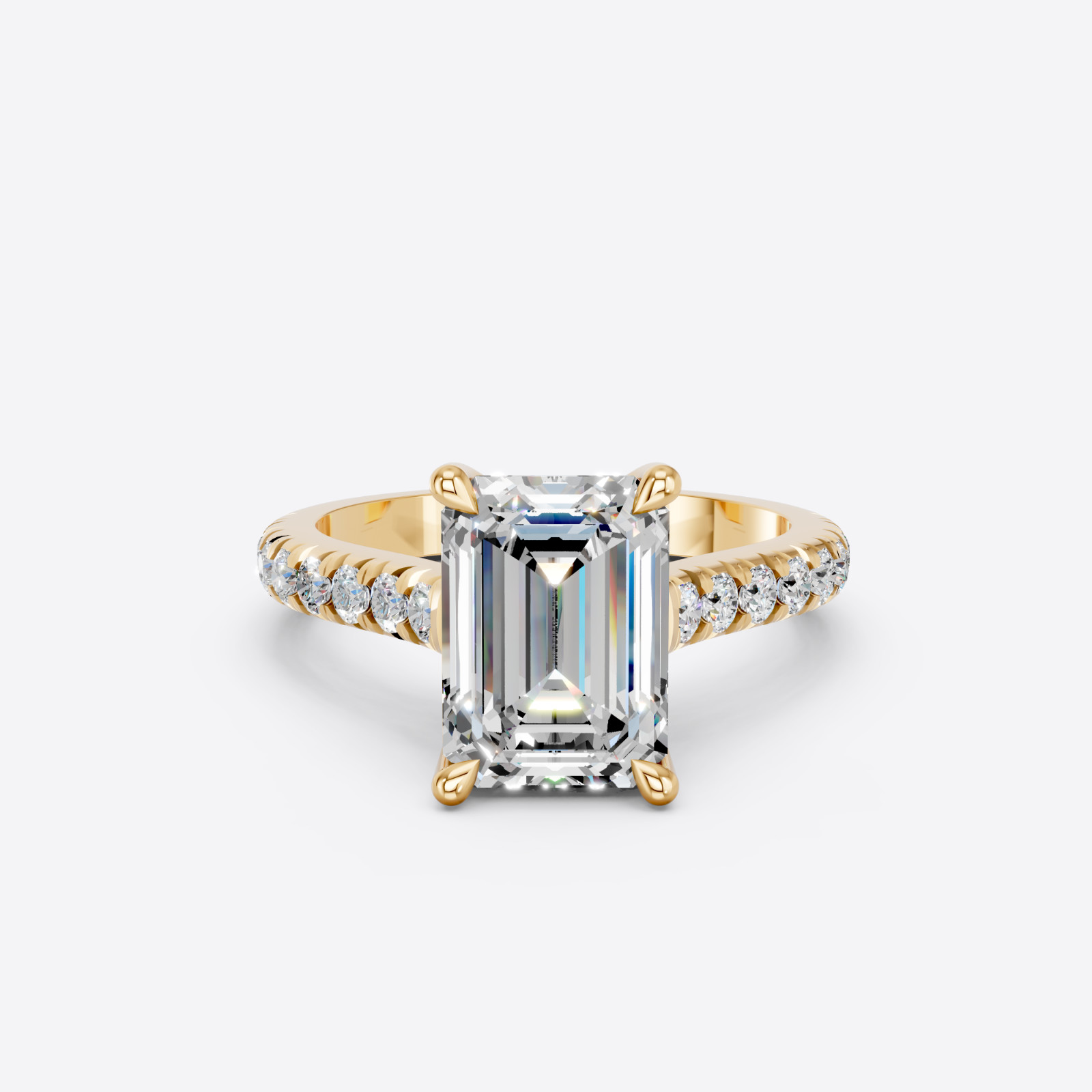IGI 3.17 CT F VS1 Emerald Cut Lab Grown Diamond Engagement Ring 14k White Gold