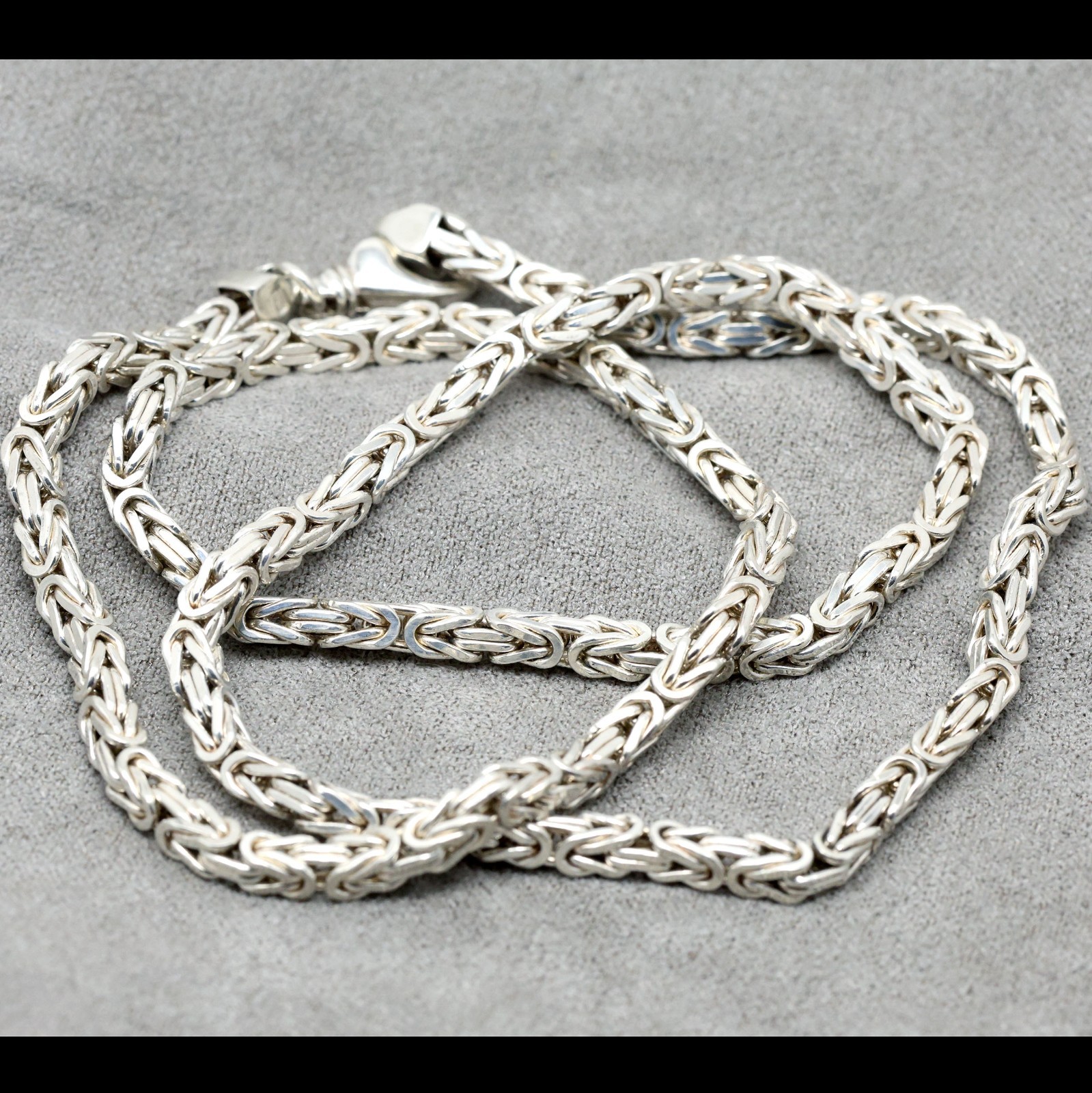 925 sterling silver Byzantine chain necklace 3.5mm 22 inch heavy chain 37g