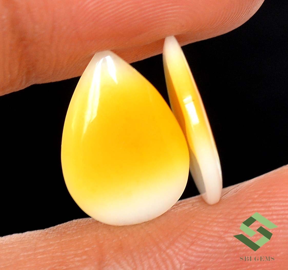 17×12 mm Natural Ethiopian Opal Pear Cabochon Pair 5.29 CTS Loose Gemstones