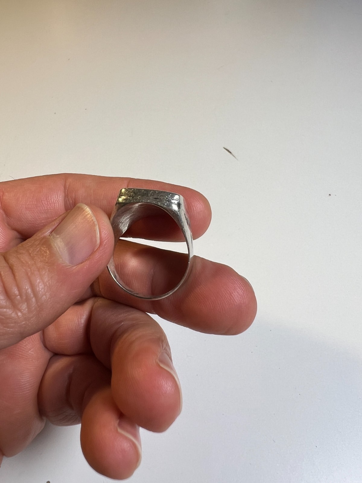 Vintage Navajo Sterling Silver & Large Rectangular Turquoise Cabochon Ring sz 11