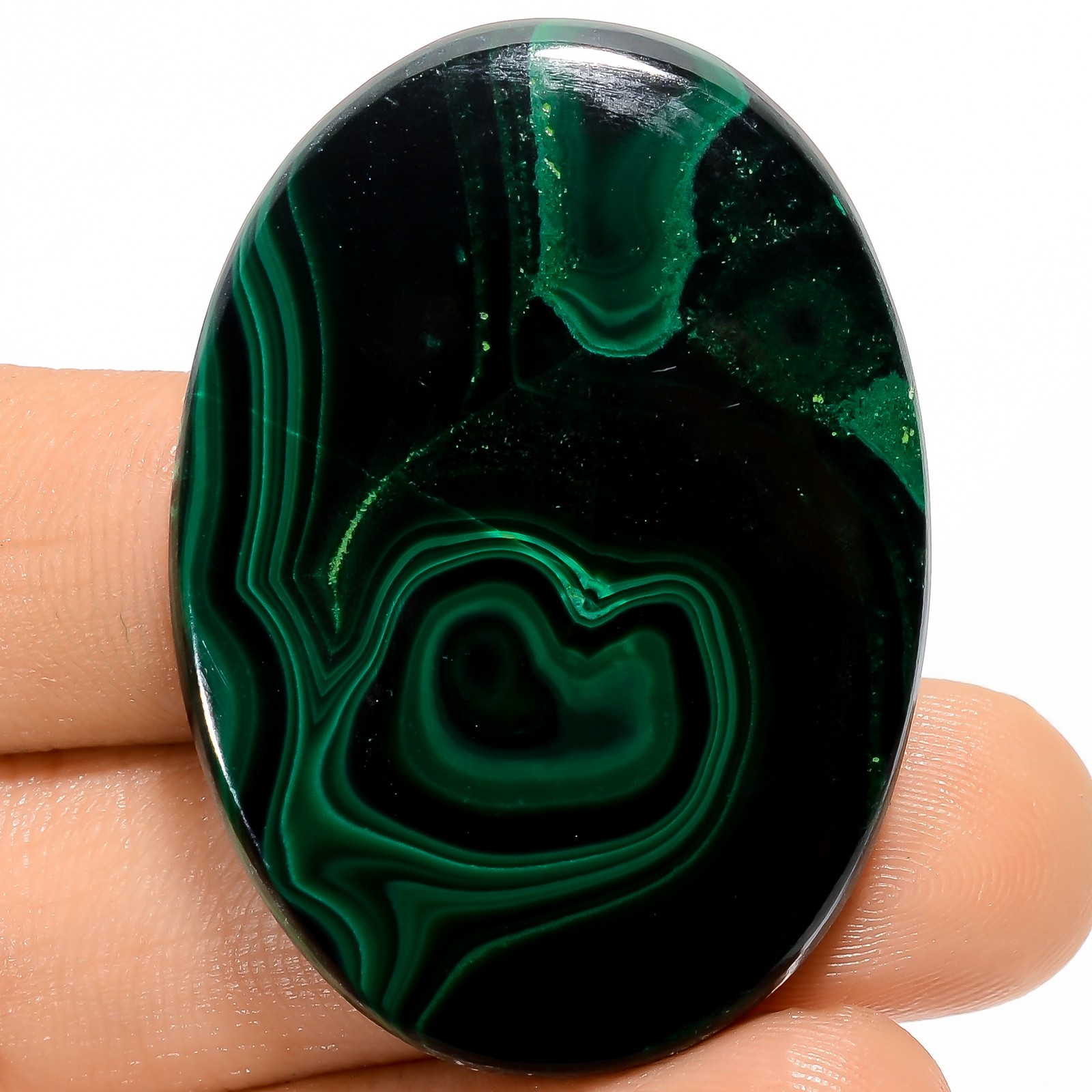 Natural Malachite Oval Shape Cabochon Loose Gemstone 105 Ct. 42X30X5 mm X-17728