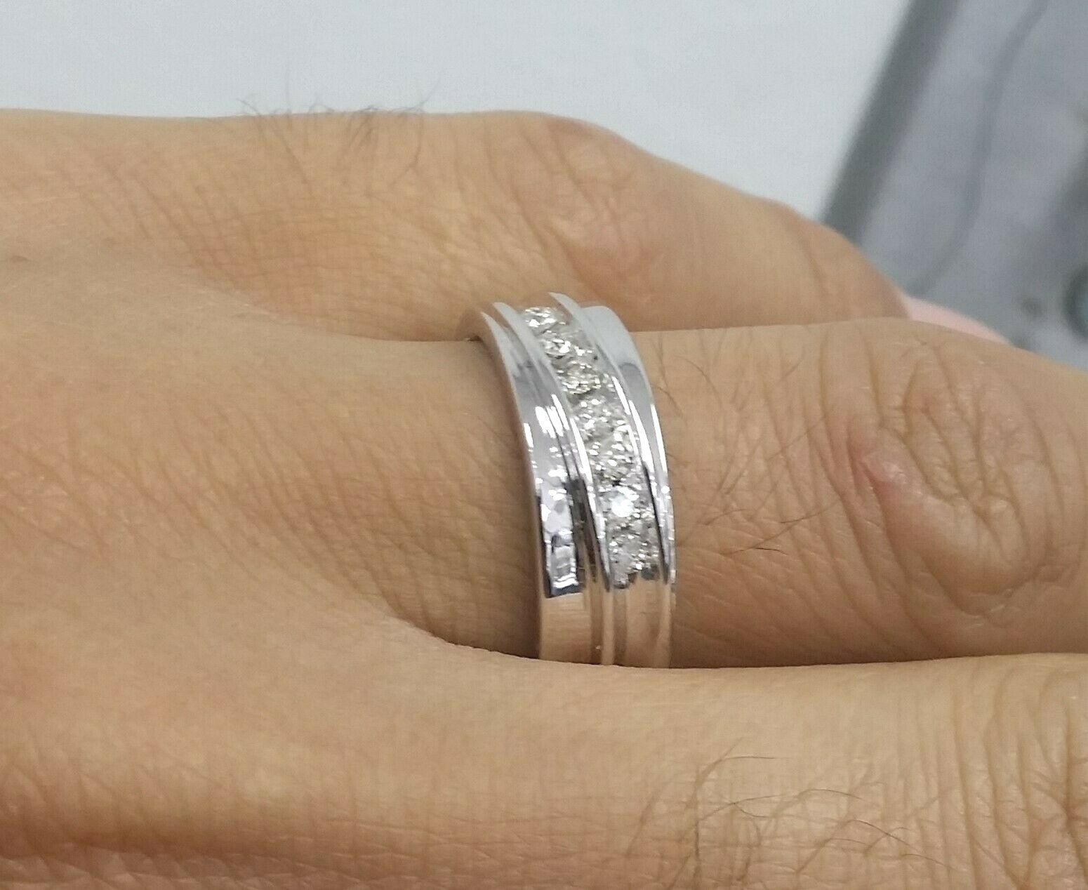 DEAL!0.30CT 100% NATURAL ROUND DIAMOND MEN’S WEDDING BAND RING 14KT GOLD 6.90MM