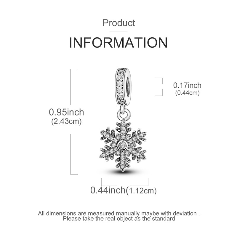 MULA 925 Sterling Silver Charm Clear 5A Zircon Snowflake Bead for Women Bracelet