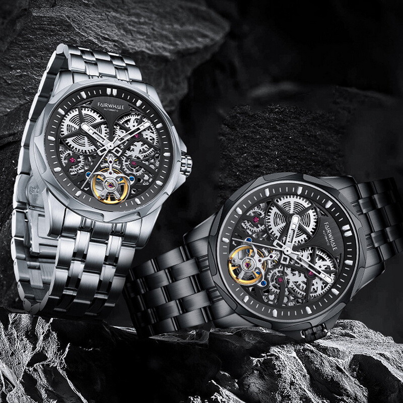MARK FAIRWHALE Hollow Waterproof Luminous Tourbillon Automatic Mechanical Watch`