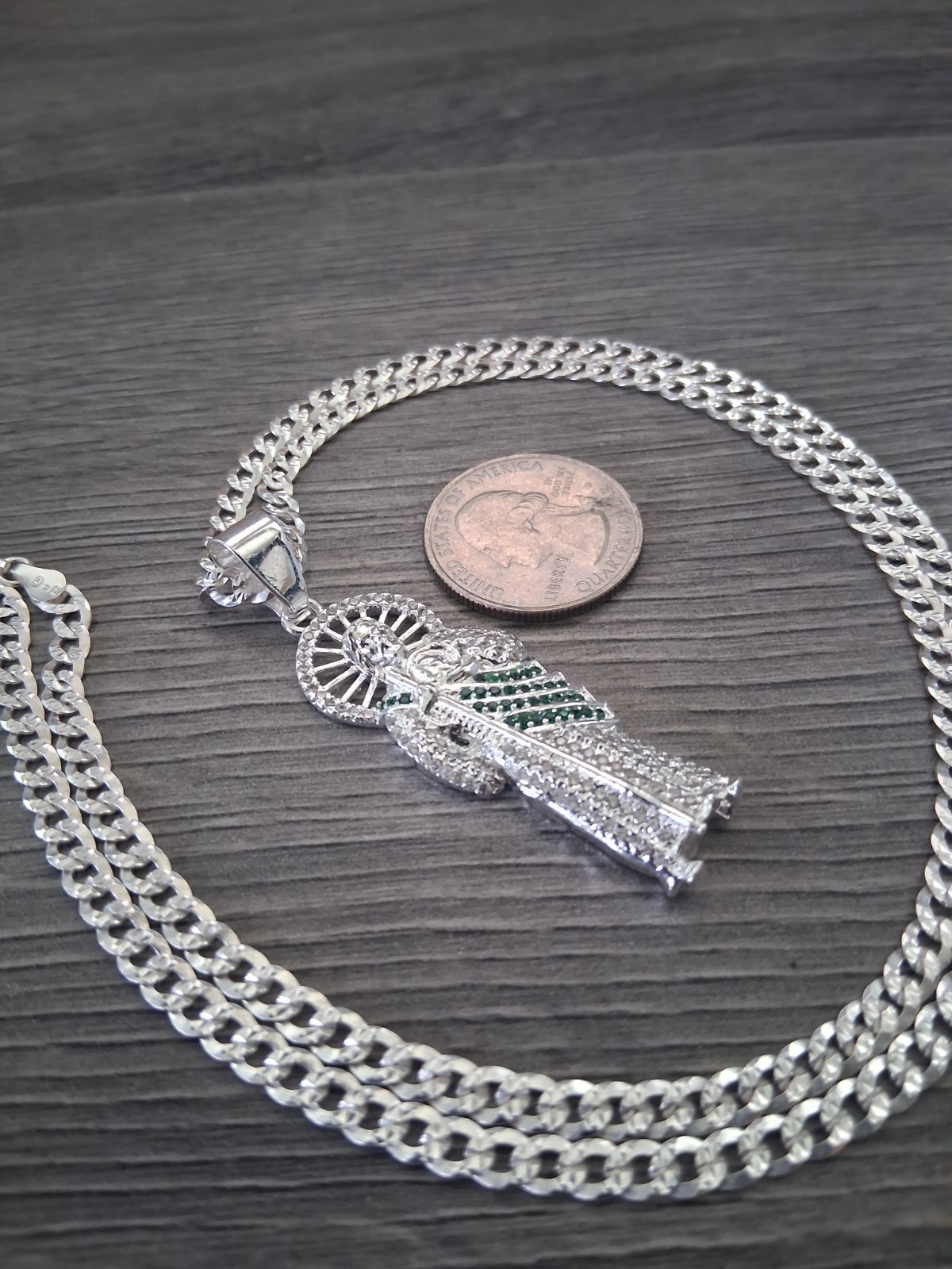 cadena y san judas c/z plata 925 / sterling silver chain & st jude 24″ 3.7mm