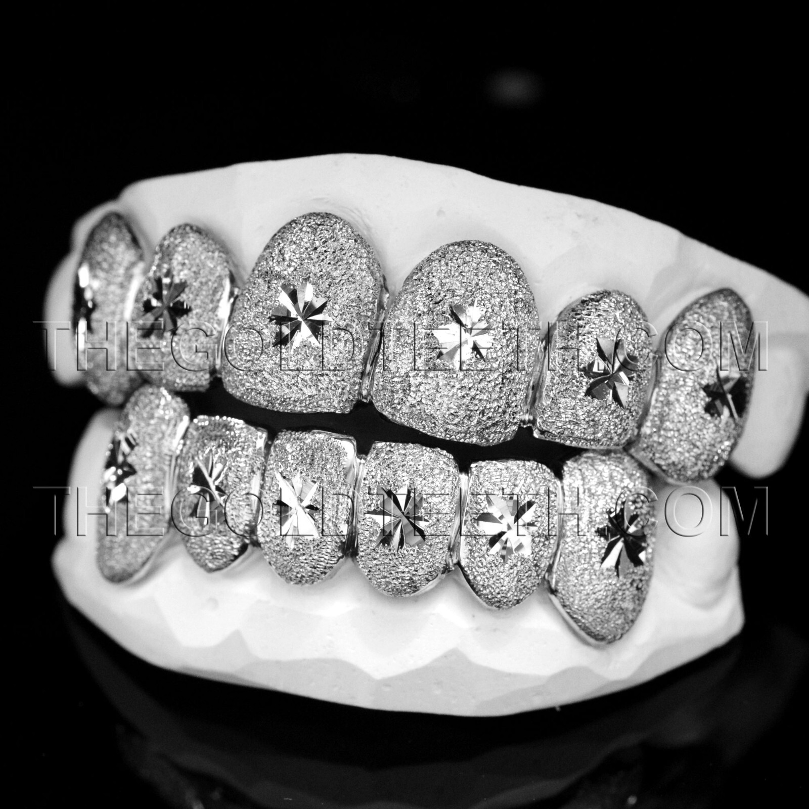 Custom Grillz .925 Sterling Silver Diamond Dust Handmade Real Grill Teeth