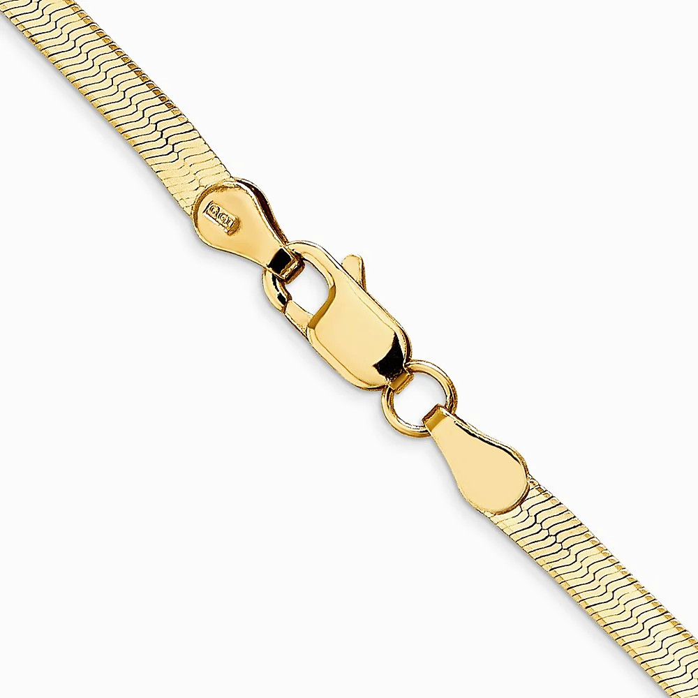 14K Yellow Gold 3mm Silky Herringbone Chain Necklace 16″-24″