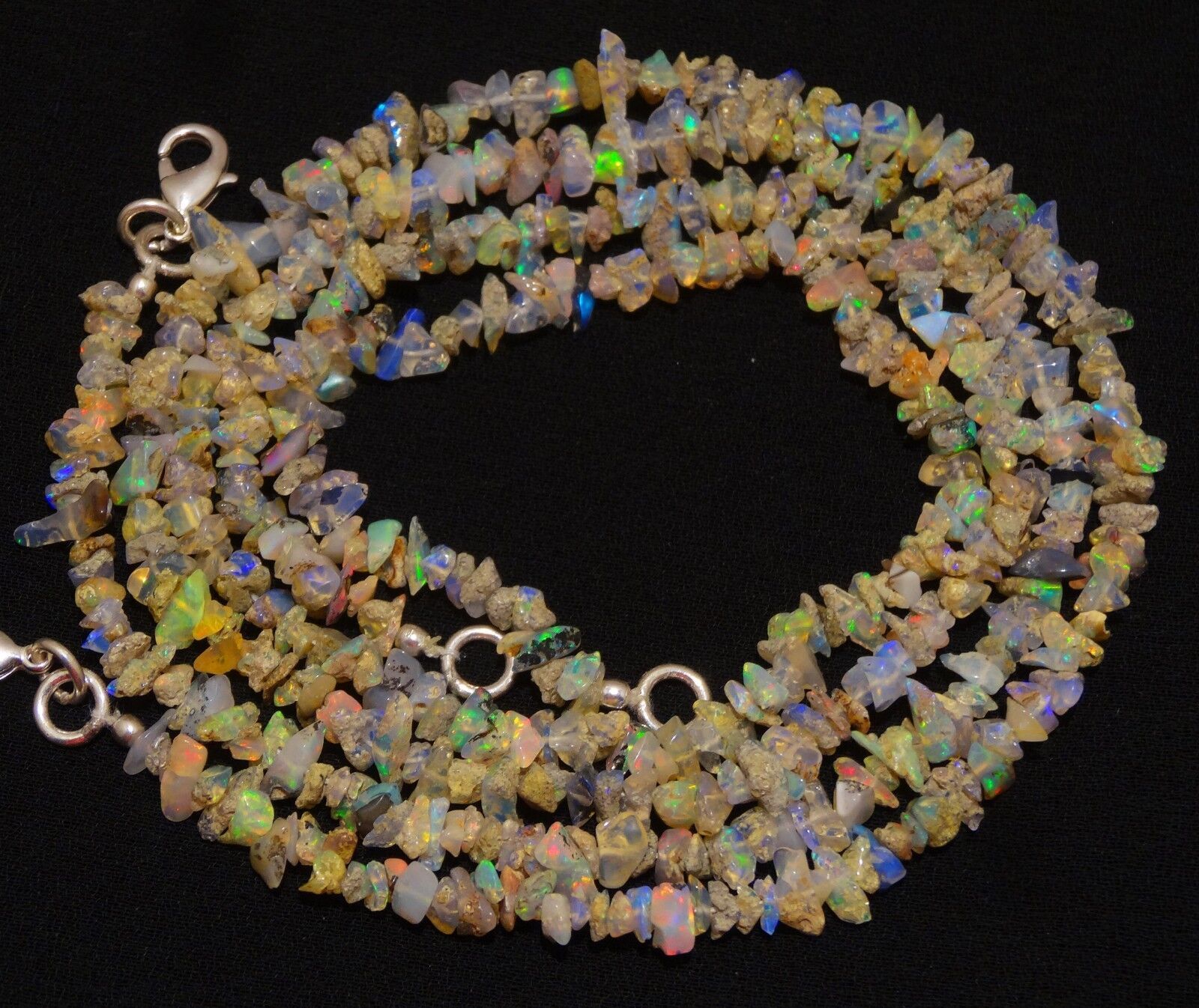 Natural Gem Ethiopian Welo Opal 4 to 5MM Approx. Uncut Beads Necklace 18″ 40Cts.