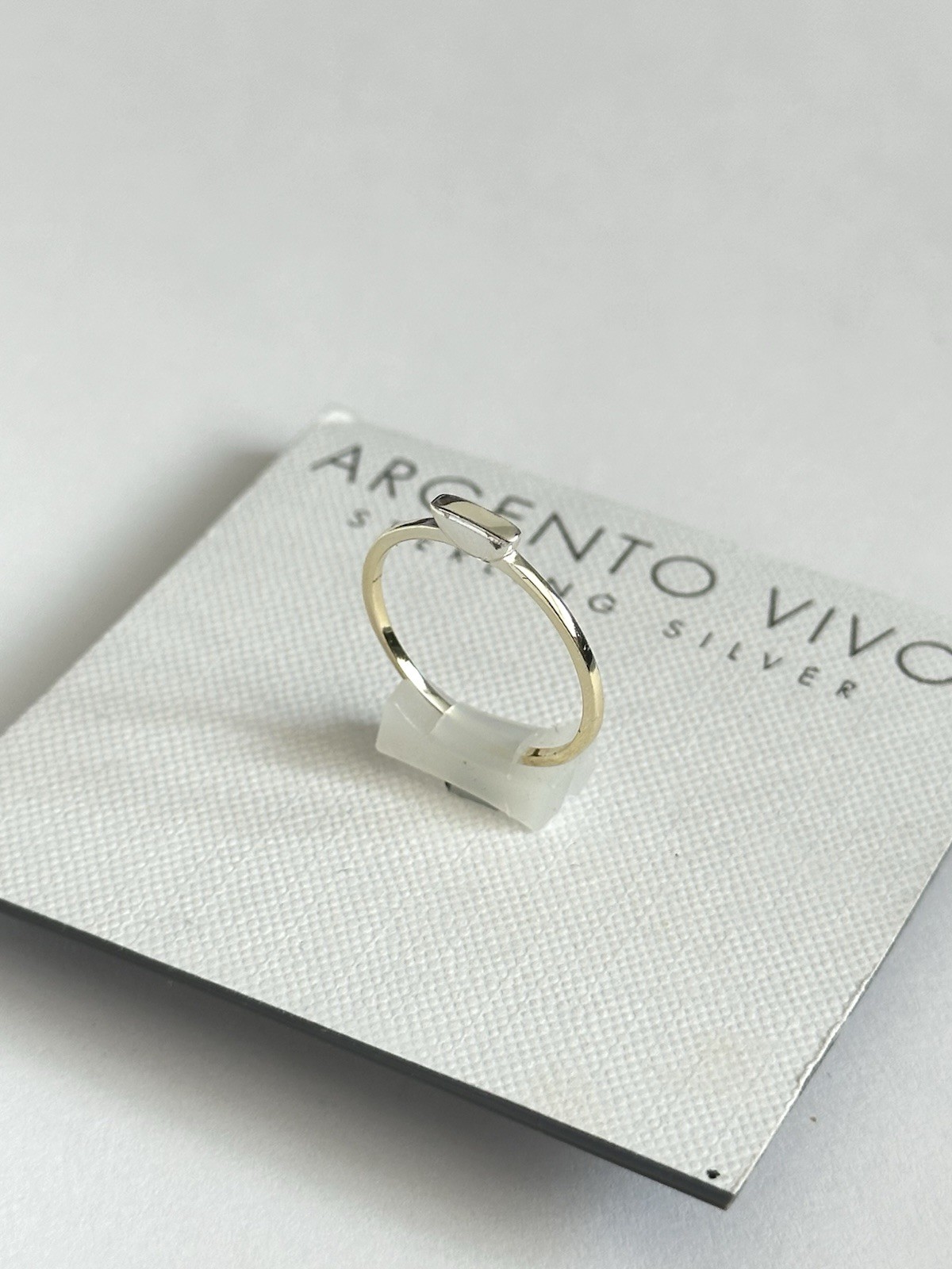 Argento Vivo Sterling Silver Ring Gold-Plated Modern Bar Design | Size 8