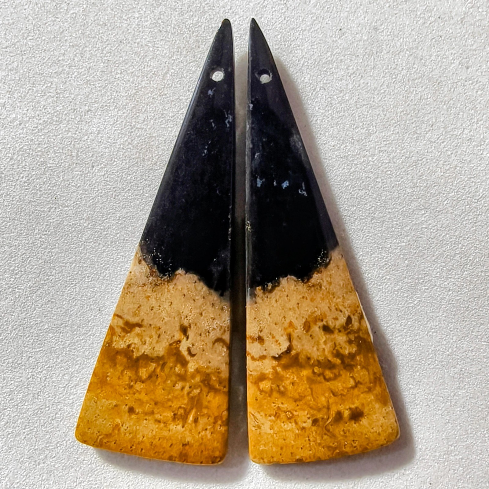 31 Cts Natural Fossilized Palm Root Drilled Pair Cabochon Gemstone 44.6X15.4 MM