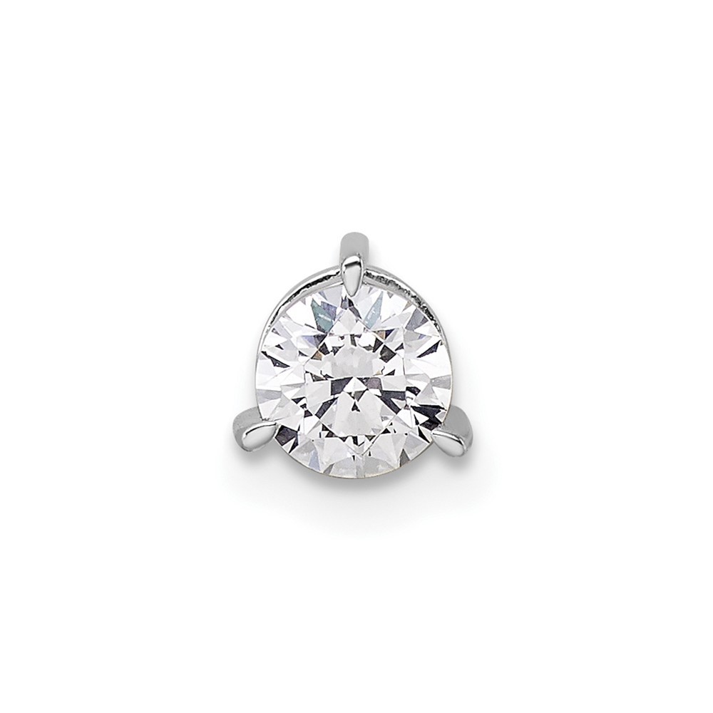 14k White Gold 1/2 Ct Lab Grown Diamond Round Three Prong Chain Slide Pendant