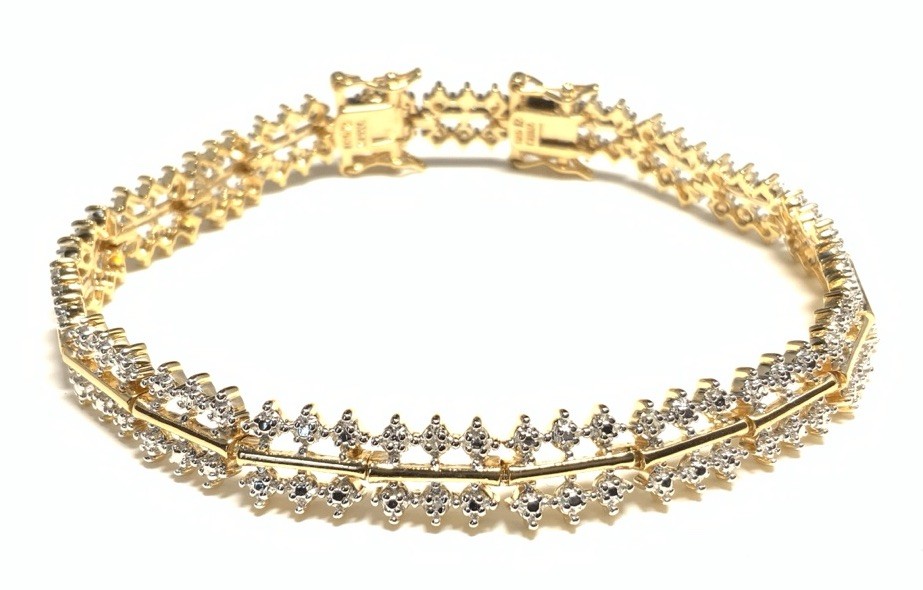 Ross Simons Vermeil Gold over Sterling 925 Diamond Bracelet 7.5-inches LR24