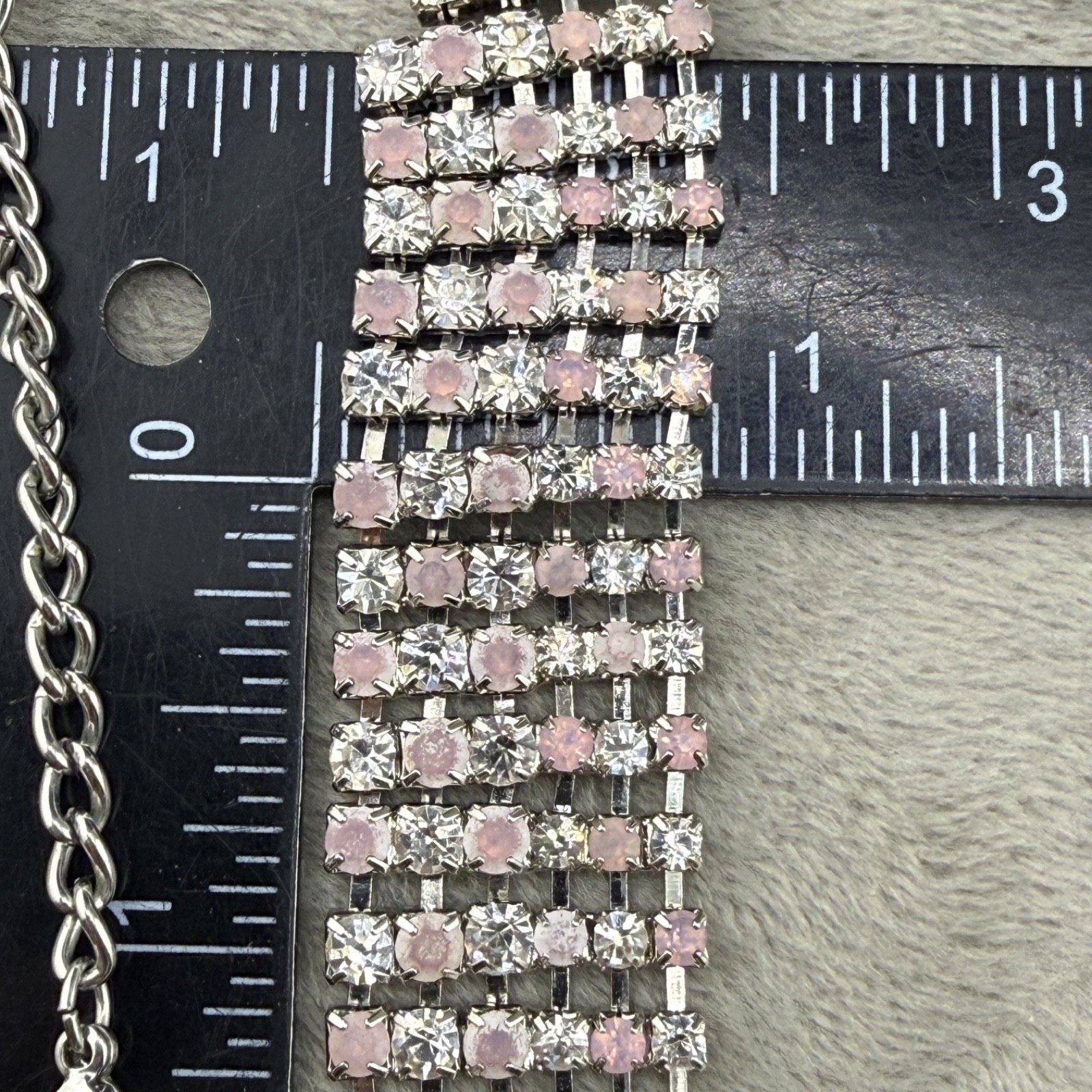 Rhinestone Necklace Pink White/Clear Sparkle Wedding Prom Formal Homecoming 16”