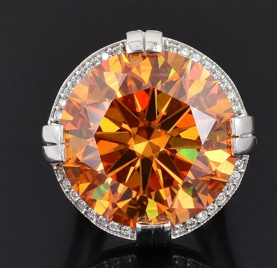 Pretty Certified 20.00 Ct Flame Orange Diamond Ring, Gift For Love-Tariffs FREE