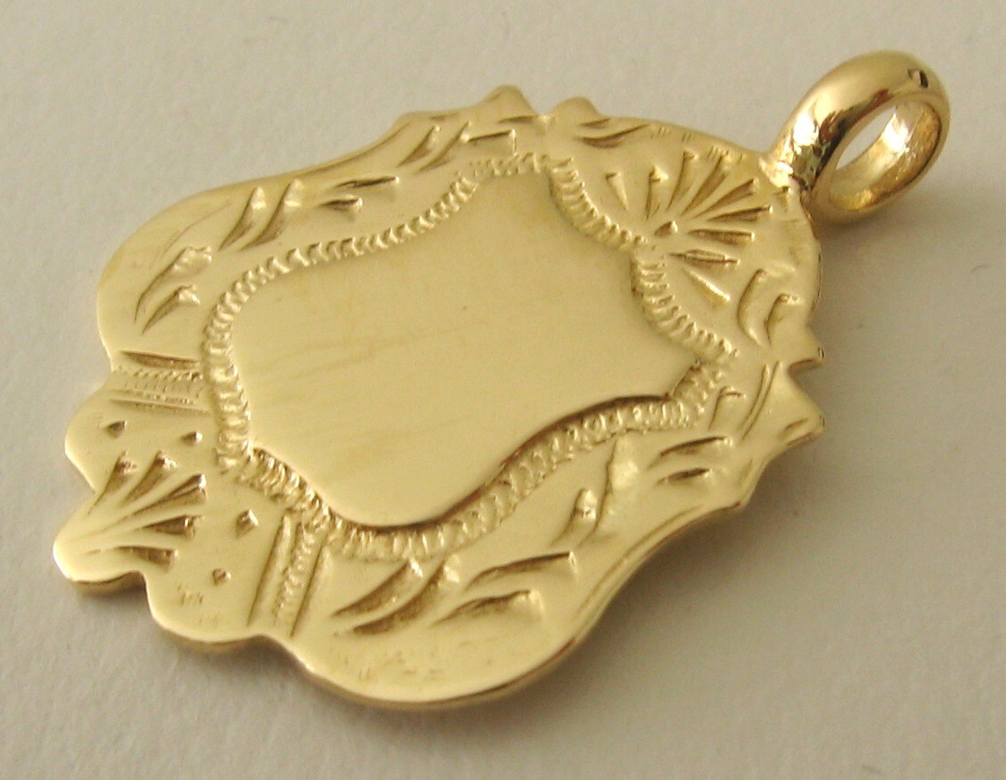 GENUINE 9K 9ct SOLID Gold ENGLISH FOB SHIELD Pendant