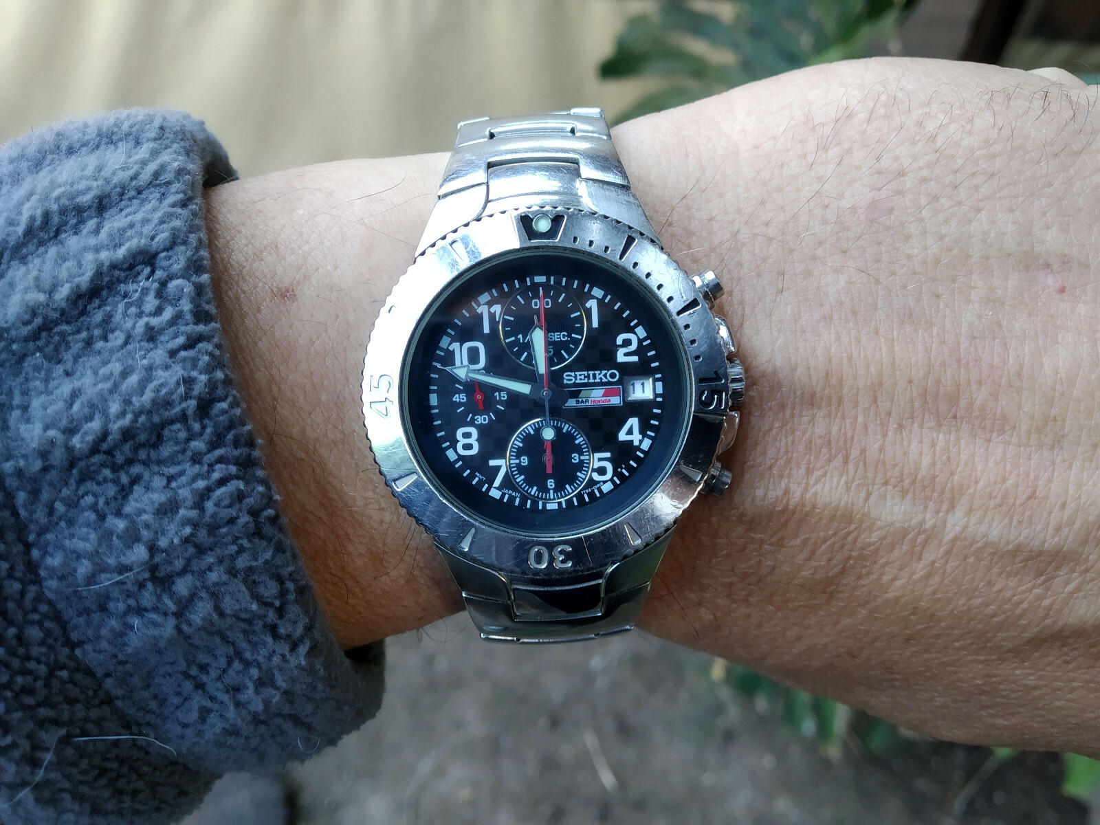 SEIKO F1 BAR HONDA QUARTZ 1/20SEC CHRONOGRAPH 7T92-0GE0 CARBON FIBER DIAL