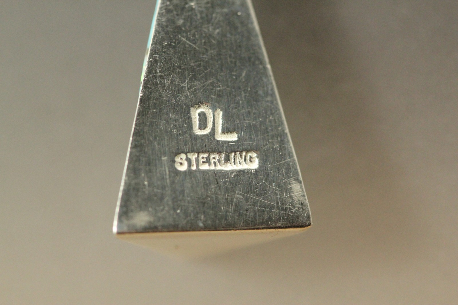 Faux Opal & Turquoise Sterling Silver 925 Pyramid Pendant 3.2 grams (PEN10060)