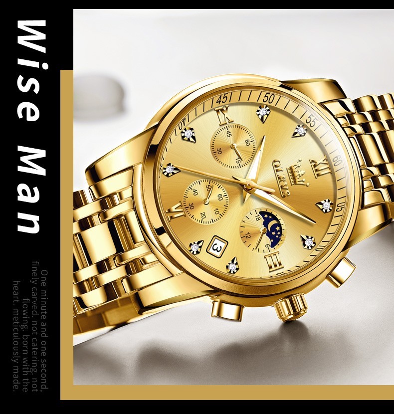 OLEVS 2858 Business Wrist Casual Quartz Luminous Mens Sports Waterproof Watches