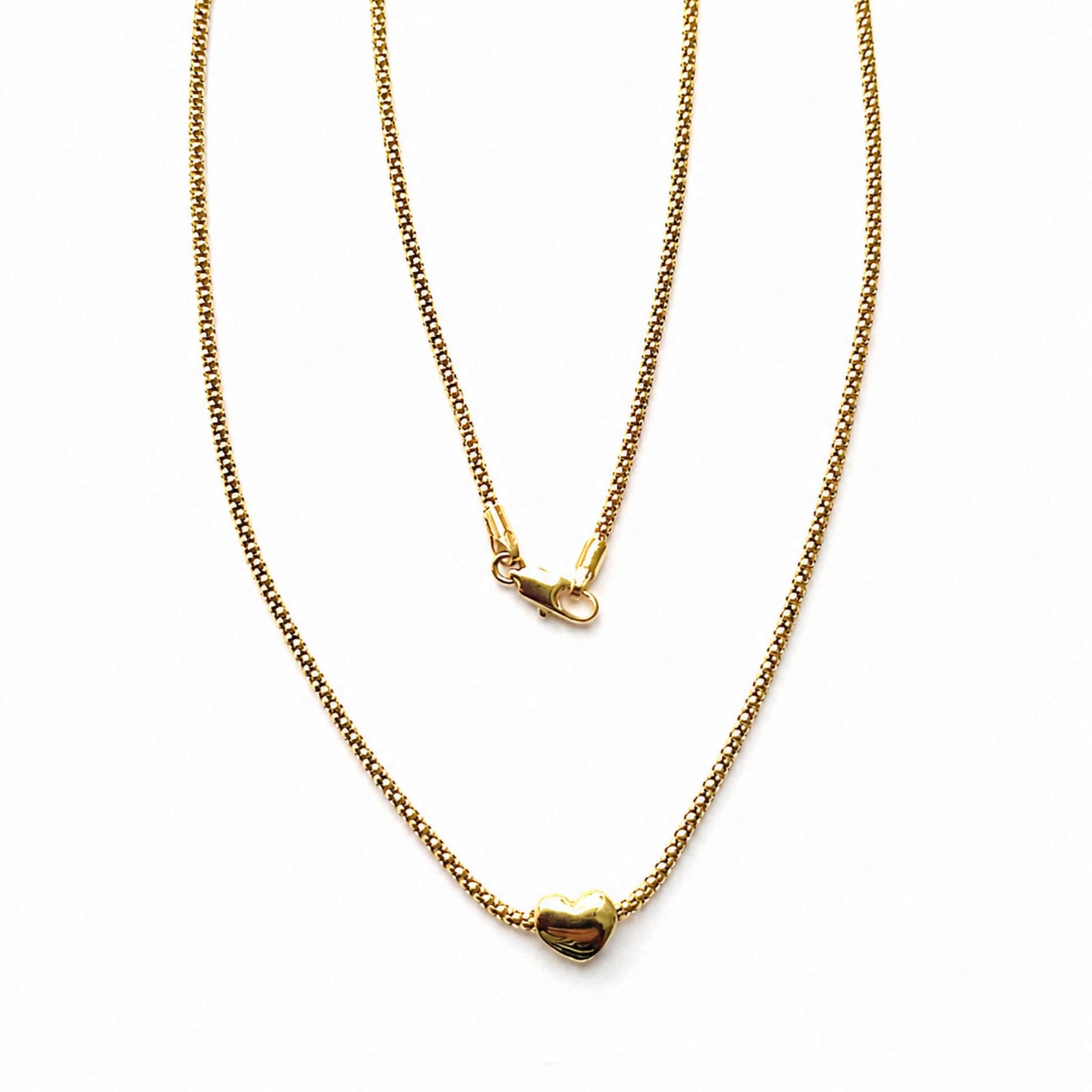 14K Gold Heart Necklace Vintage UnoAErre Italy 585 1AR 17″ 4.53g Estate Jewelry