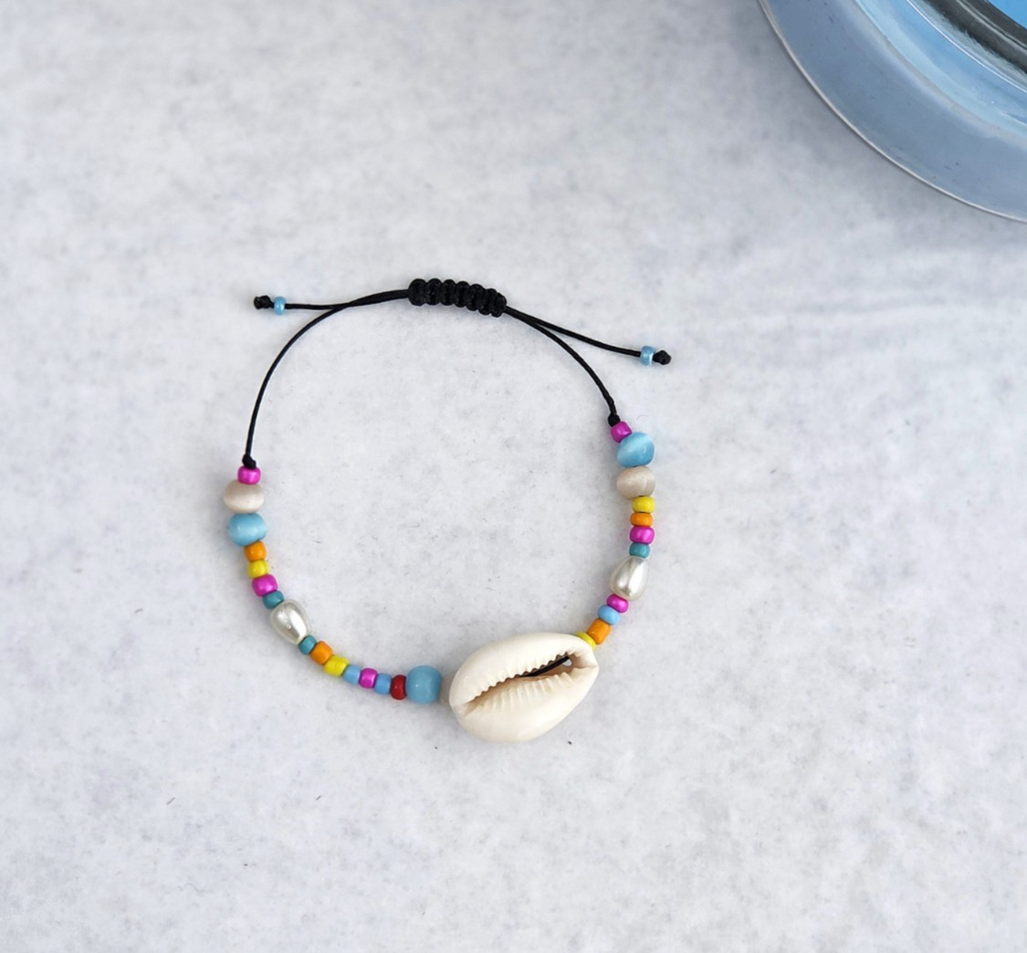 Handmade Cowrie Shell Boho Bracelet adjust Colorful Seed Bead Beach Jewelry Gift