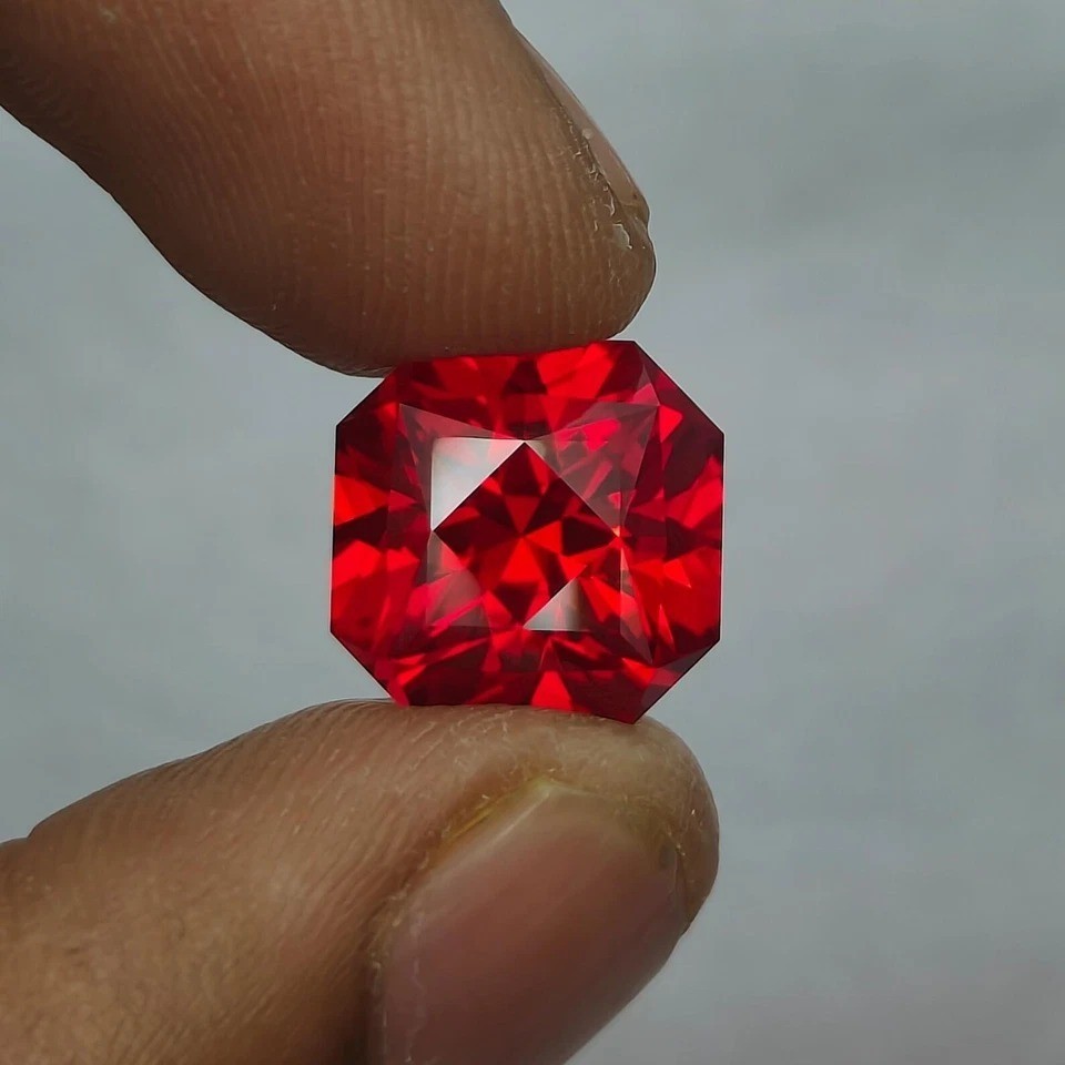 Certified Natural 11.40 Ct Mozambique Red Ruby Asscher Loose Gemstone Flawless