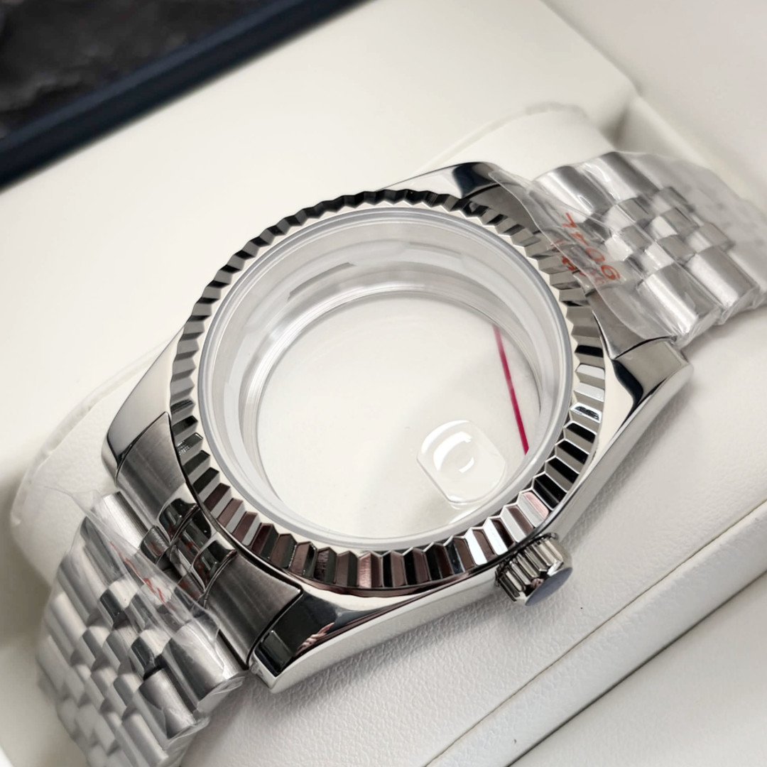 DIY 36mm Stainless Watch case strap kit For ETA 2824 PT5000 Movement Silver Mod