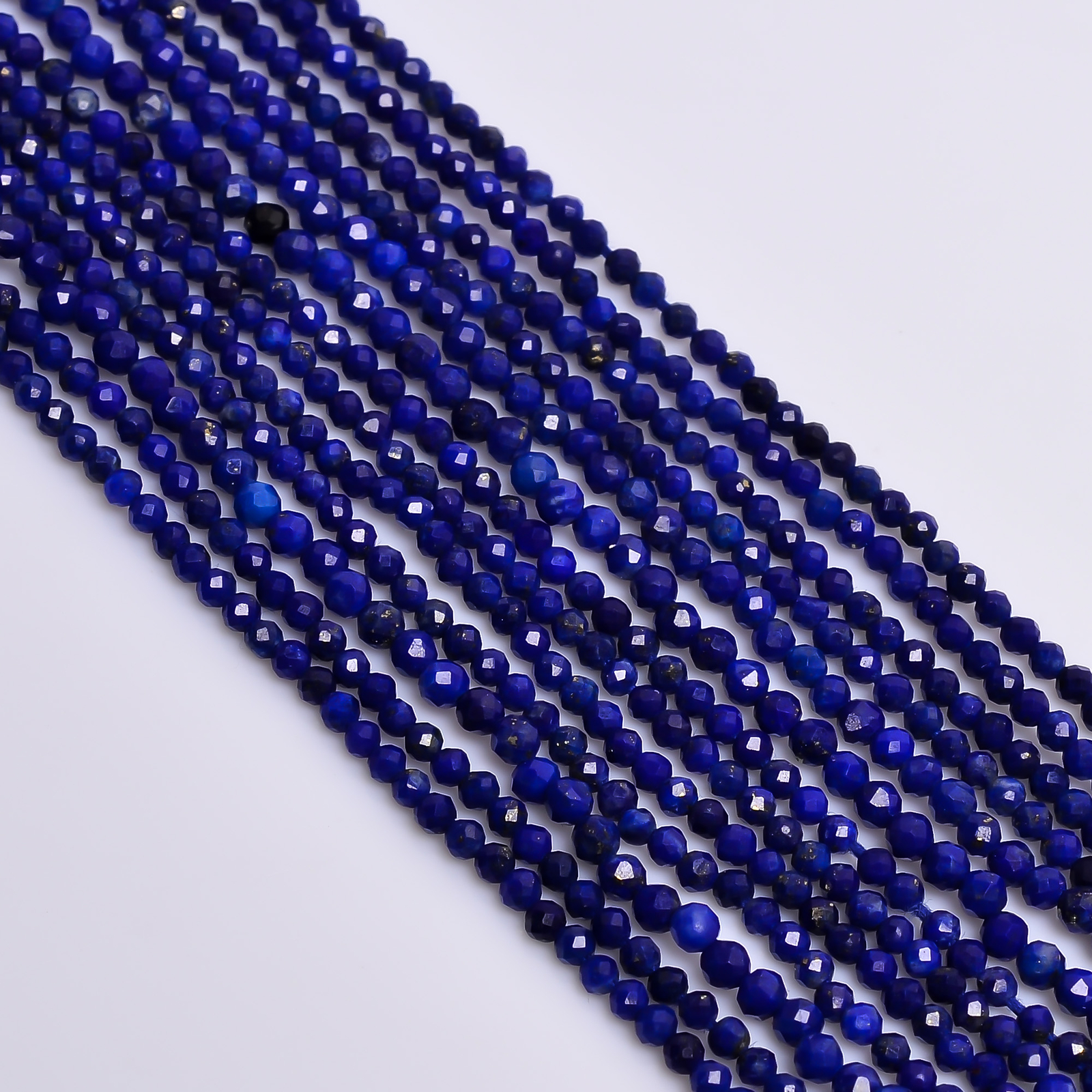 100% Natural Lapis Lazuli Gemstone Round Faceted Beads 2X2 mm Strand 13″ EB-256