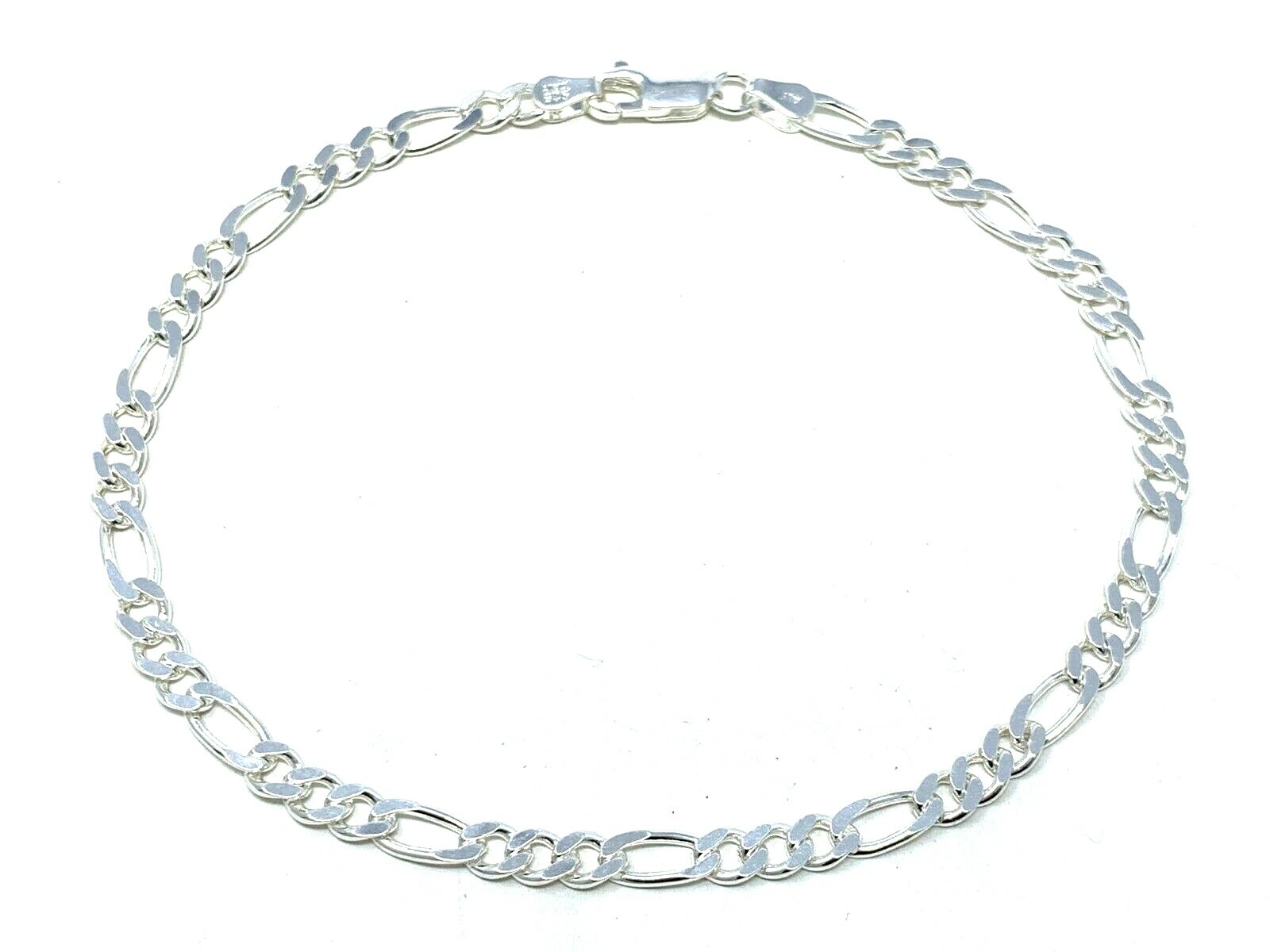 Italian 925 Sterling Silver Figaro Chain Bracelet or Anklet 4mm 7″-10″