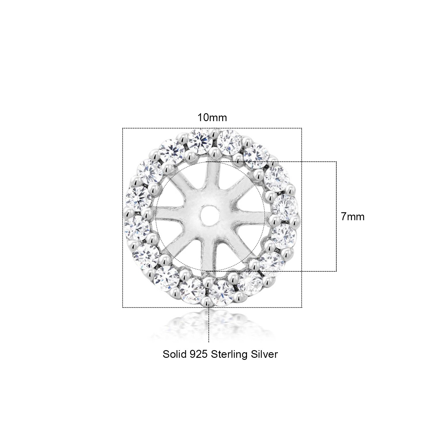 925 Sterling Silver White Zirconia Women Earring Jackets For 7.00MM Studs