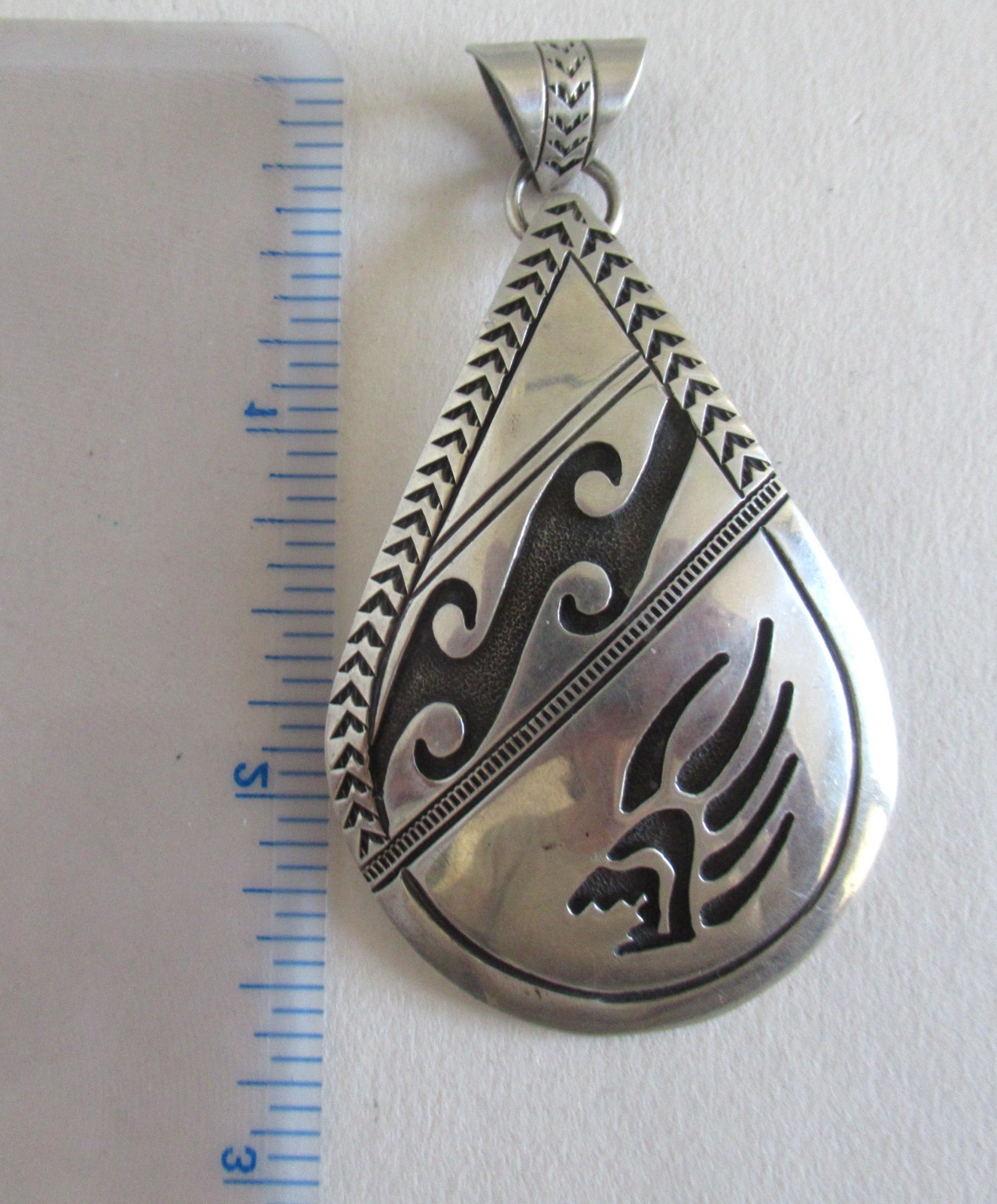 UNISEX STERLING NAVAJO LARGE PENDANT by K, 2 3/4 INCHES, 18.5 GRAMS