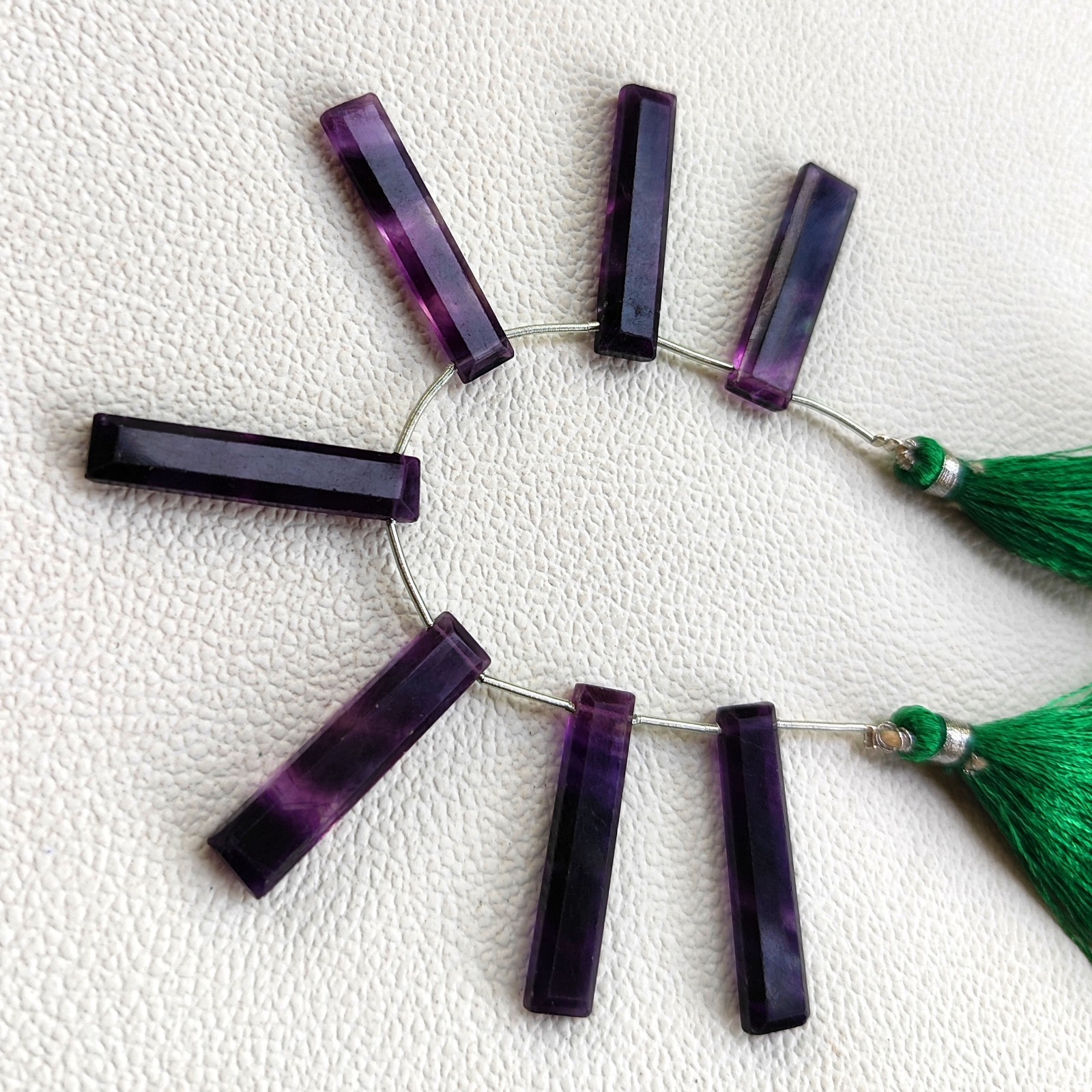 Natural Rainbow Fluorite Brazil 23-25mm Faceted Baguette Beads 4.5″ Strand Gems