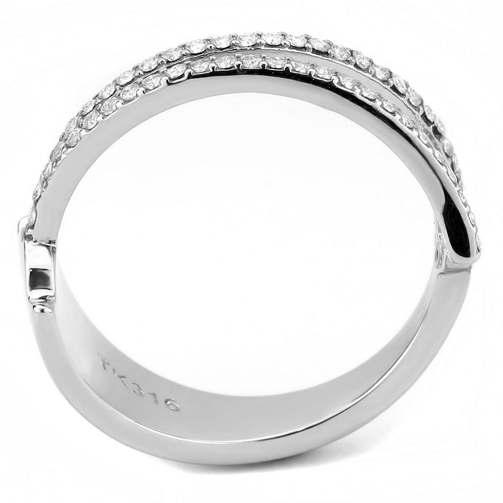 DA310 – No Plating Stainless Steel Ring with AAA Grade CZ in Clear
