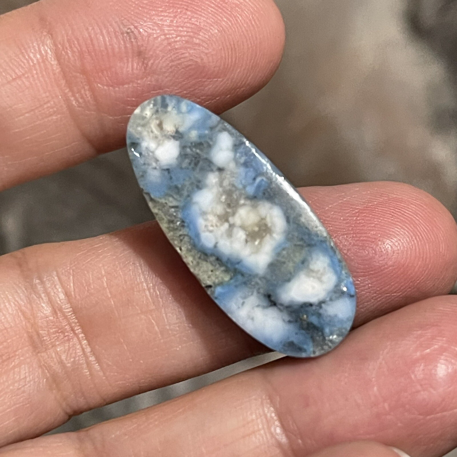 22.4ct 30.6×13.2x7mm White River Stone Lavender Opal Hubei Turquoise Cabochon