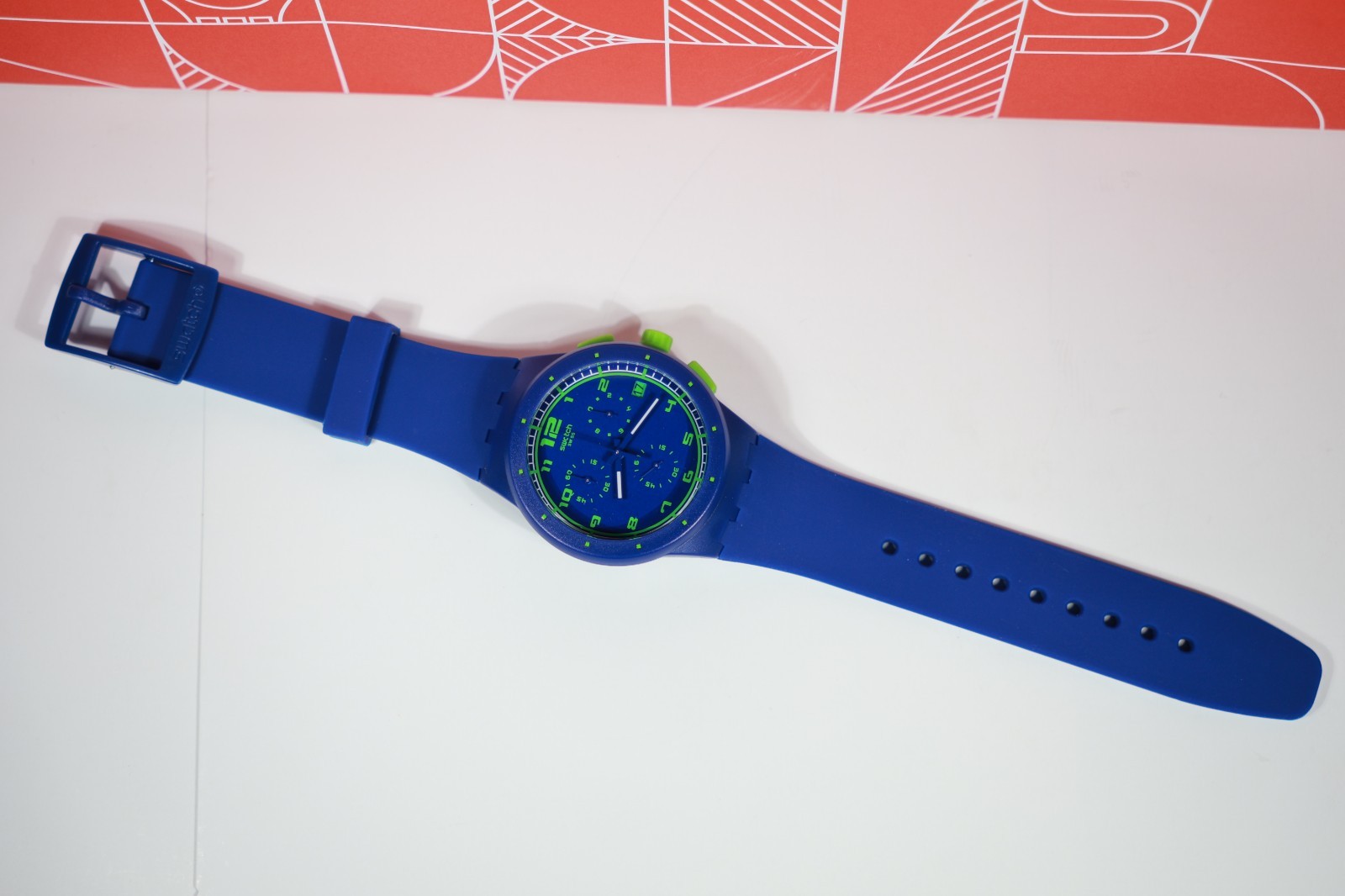 New Rare Limited Swiss Swatch ChronoGraph Watch 42MM SUSN400 Blue C Green