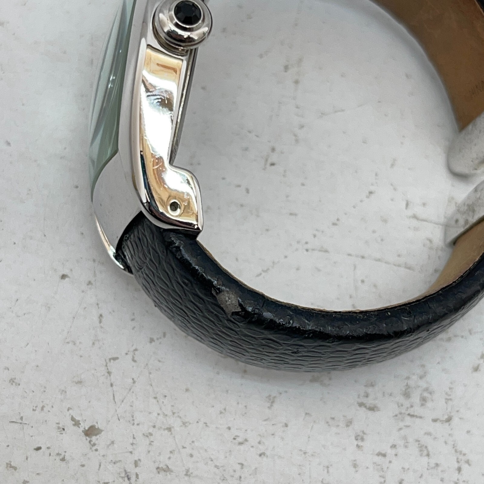 Joan Rivers Classics V377 Watch Leather Bangle Wristwatch Silver Tone Working