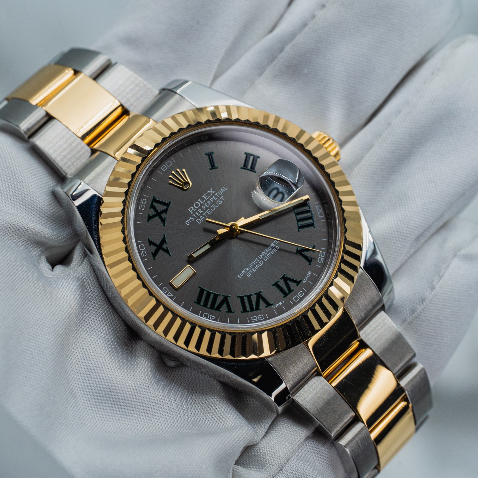 2014 Rolex Datejust 116333 41mm Wimbledon Dial Two Tone Yellow Gold/Steel B+P