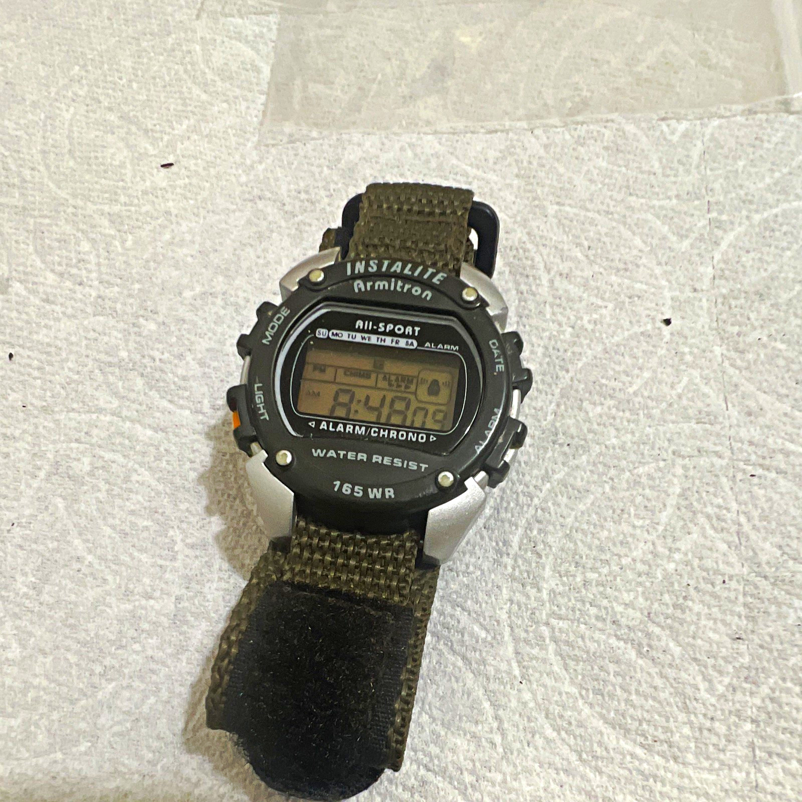 Armitron Instalite All-Sport Digital Alarm Chronograph Light Green Nylon Strap