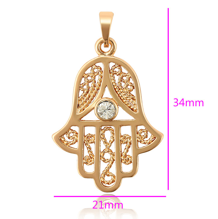 Evil Eye Hamsa Hand Fatima Judaica Kabbalah Charm Pendant Rose Gold Plated *NEW