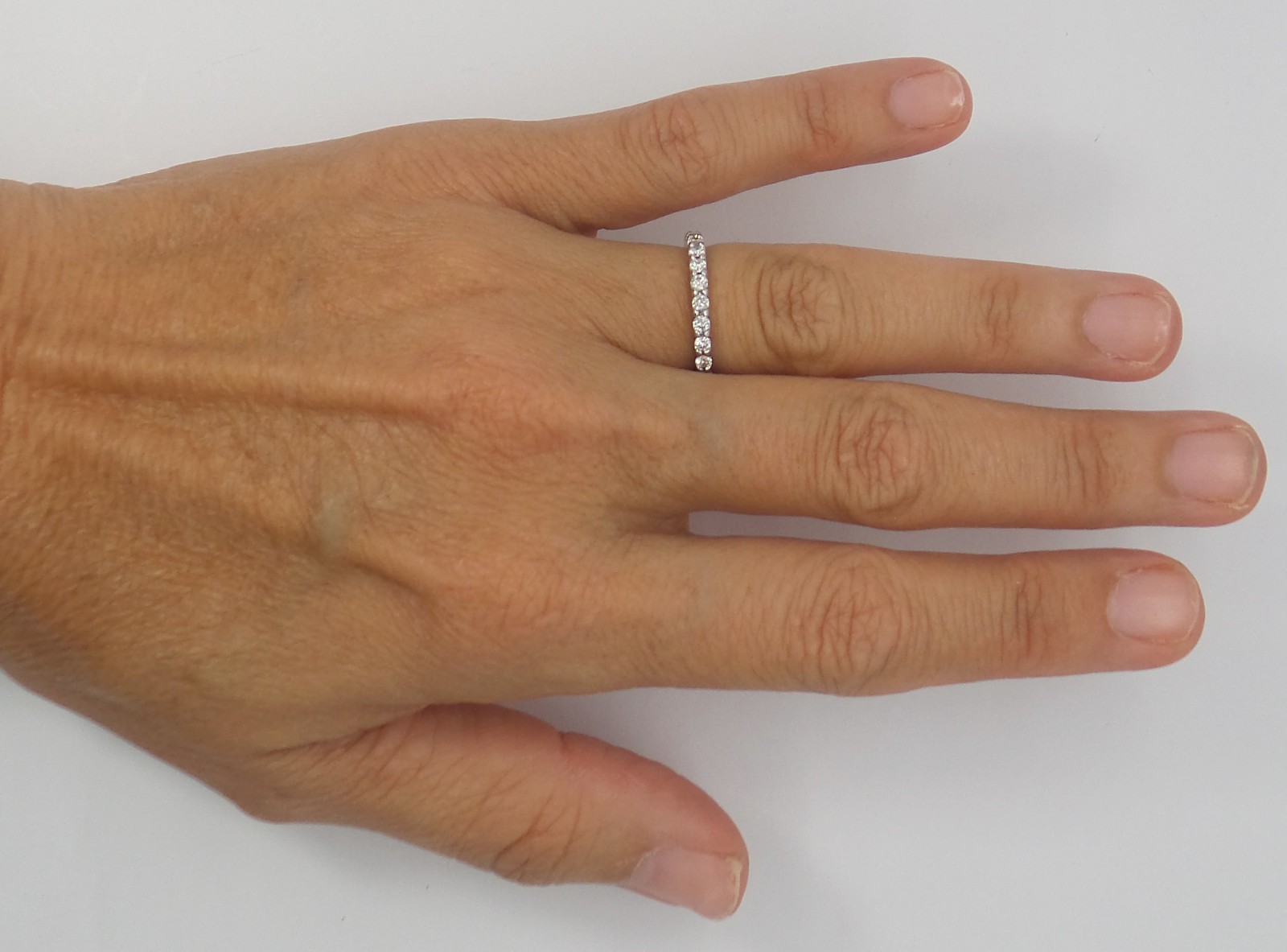 The Leo 3/8CT Natural Diamond Shared Prong Wedding Band Ring 14K White Gold