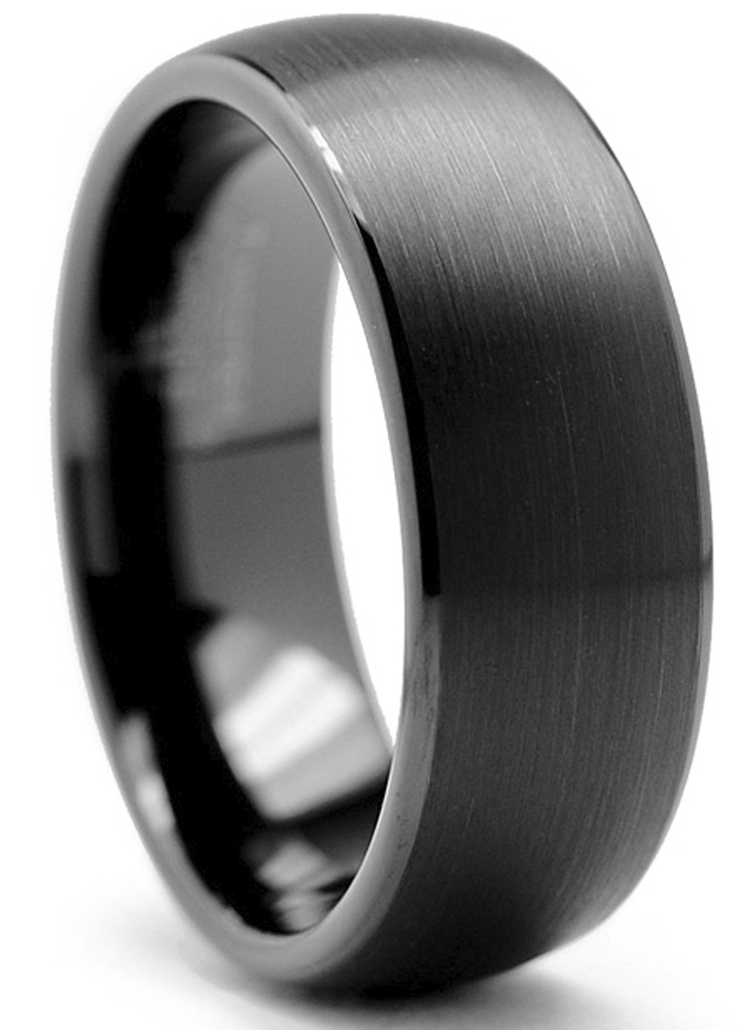 8MM Men’s Dome Black Tungsten Ring Wedding Band Jewelry Sizes 7 to 13