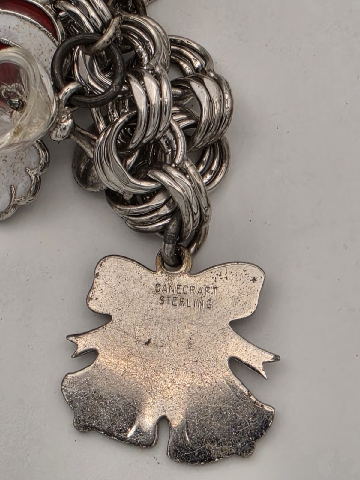 Vintage Elco Sterling Silver Triple Link Charm Bracelet With Charms, 6.25 in, I5