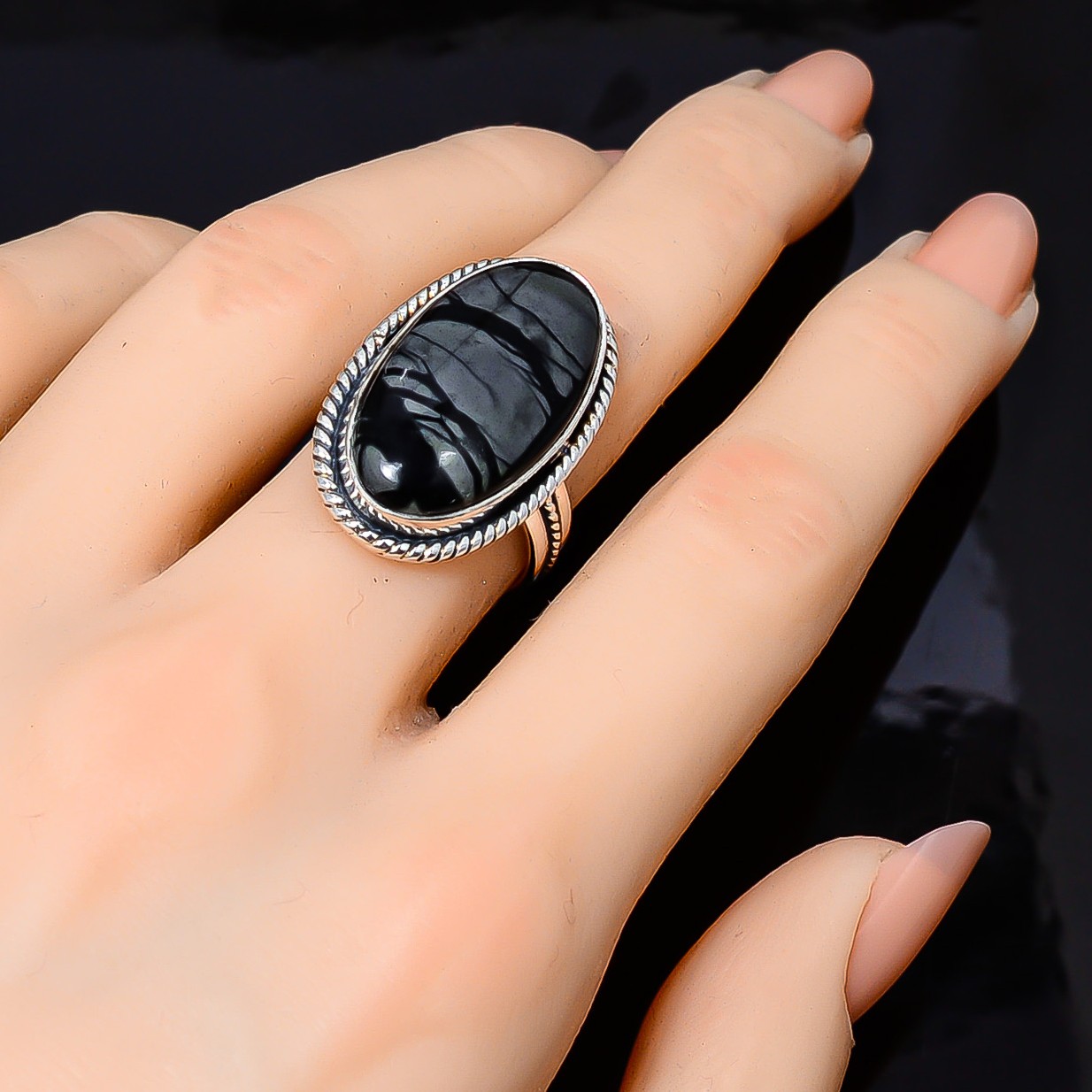Picasso Jasper Gemstone Solid 925 Sterling Silver Ring, Christmas Gift For Her