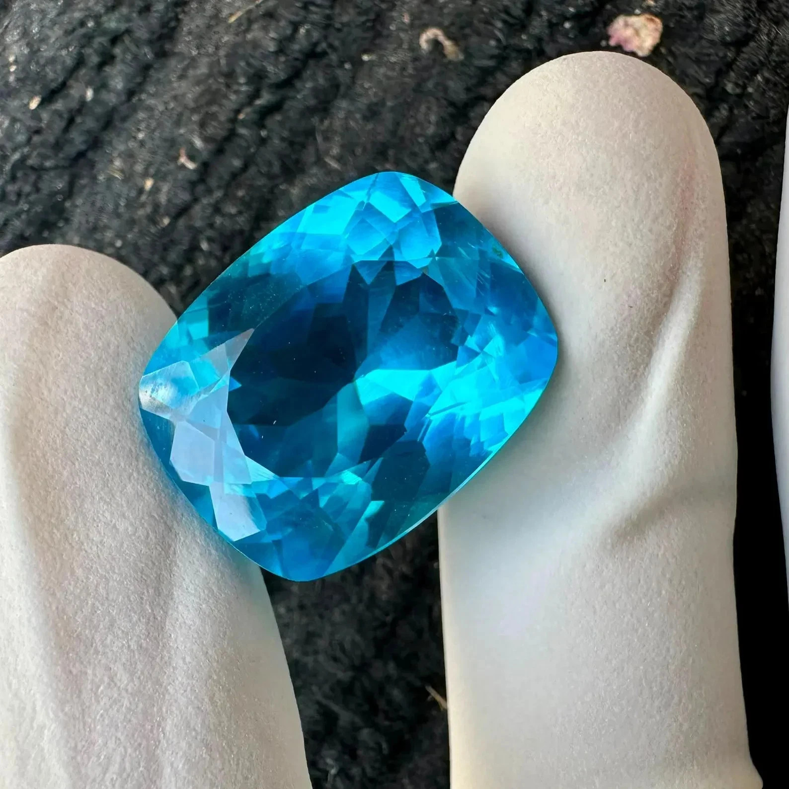 Natural Certified Neon Blue Paraiba Tourmaline 42.66 Ct Cushion Cut Loose Gems A