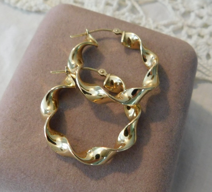 Eterna Gold 14KT Gold Twisted Hoop Earrings Hoops 14K QVC